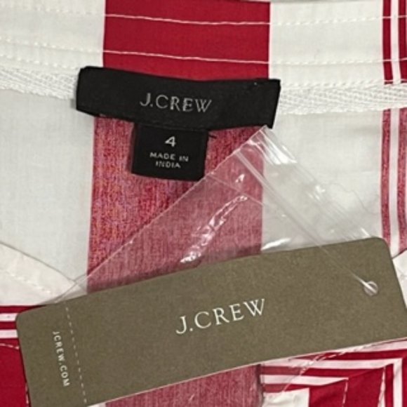 J. CREW Red And White Shirt Dress Tassel Hemline - Picture 4 of 16